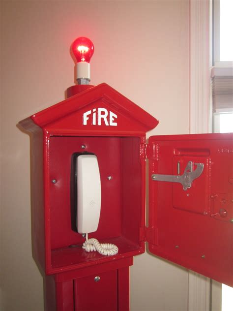 antique metal call box stand red and white|Antique Emergency Fire Call Box .